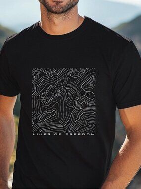 Lines of Freedom T-Shirt 🗺️⛰️ | Topographic Mountain Lines Tee